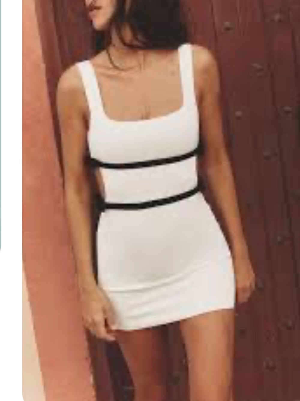 Zara White Mini Dress with Black Strap Accents